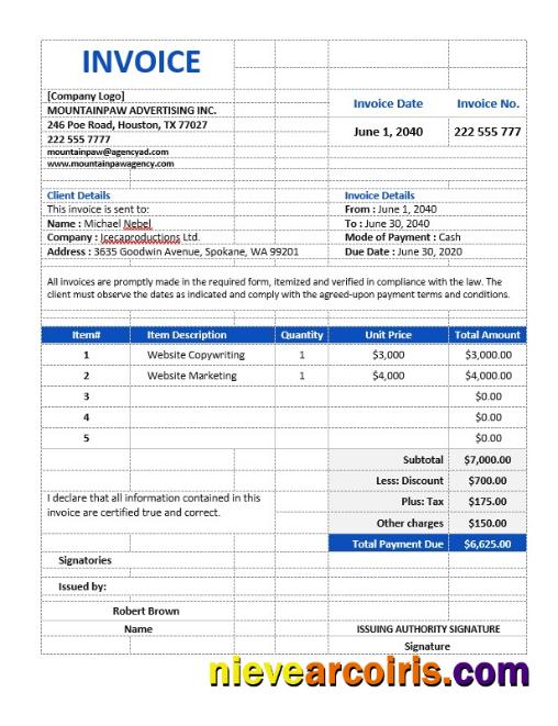 Professional Advertising Agency Invoice